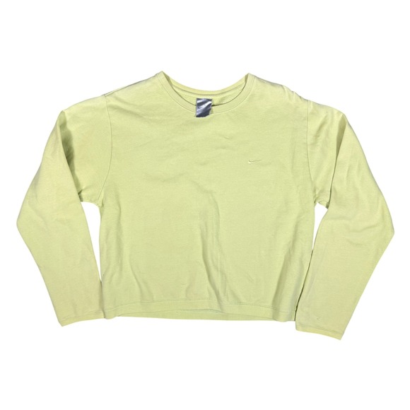 Vintage Nike Womens Long Sleeve Cropped Crewneck Sweatshirt Top Athletic Green - Picture 1 of 5